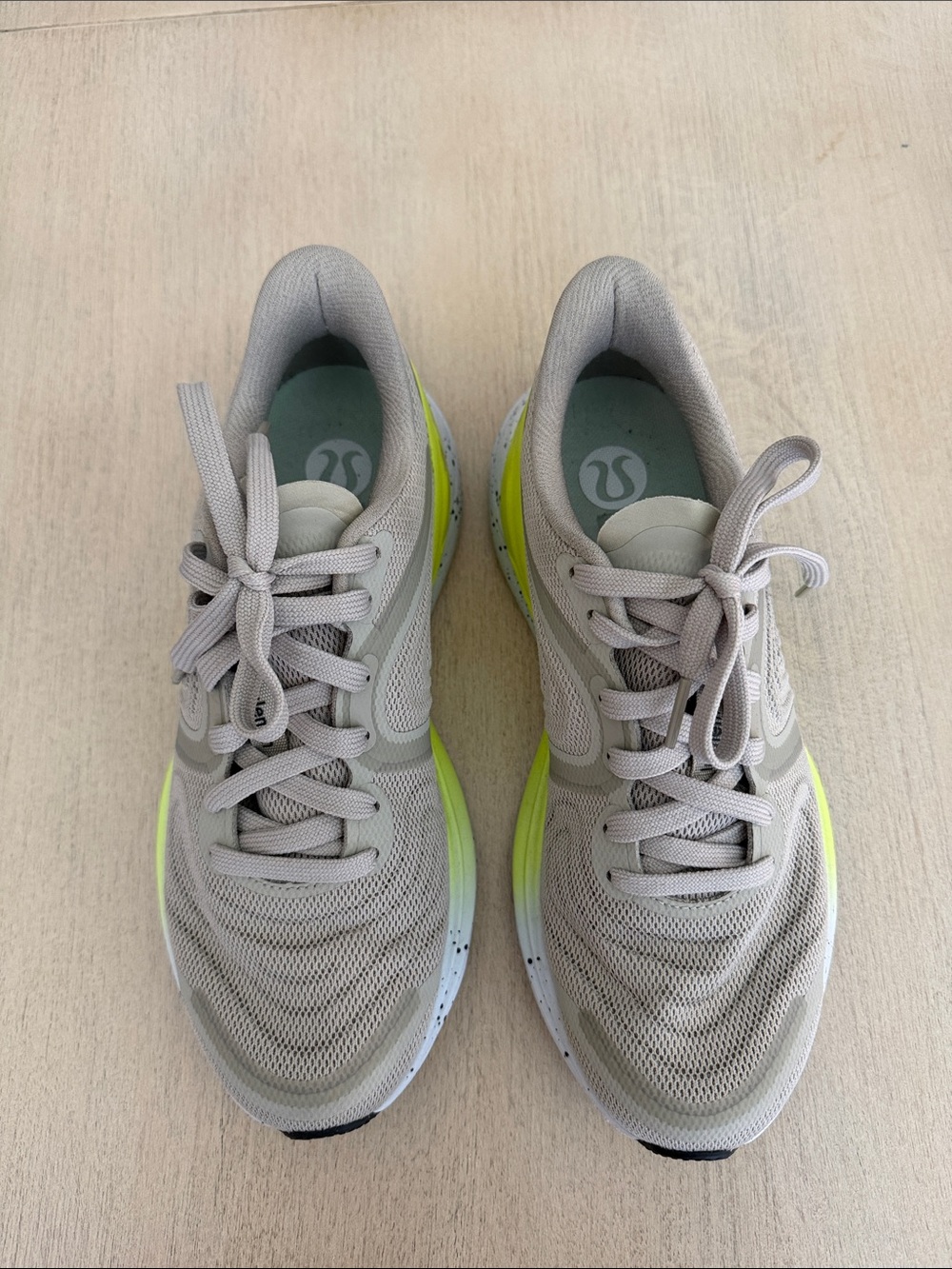 lululemon athletica Women's Light Gray and Neon Yellow Athletic Shoes